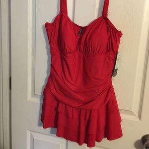 Red one piece swimsuit